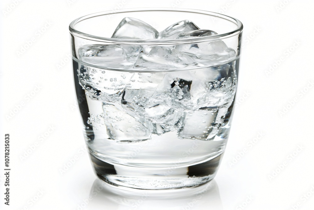 Glass of Water with Ice Cubes and Bubbles Glass of Water with Ice Cubes and Bubbles