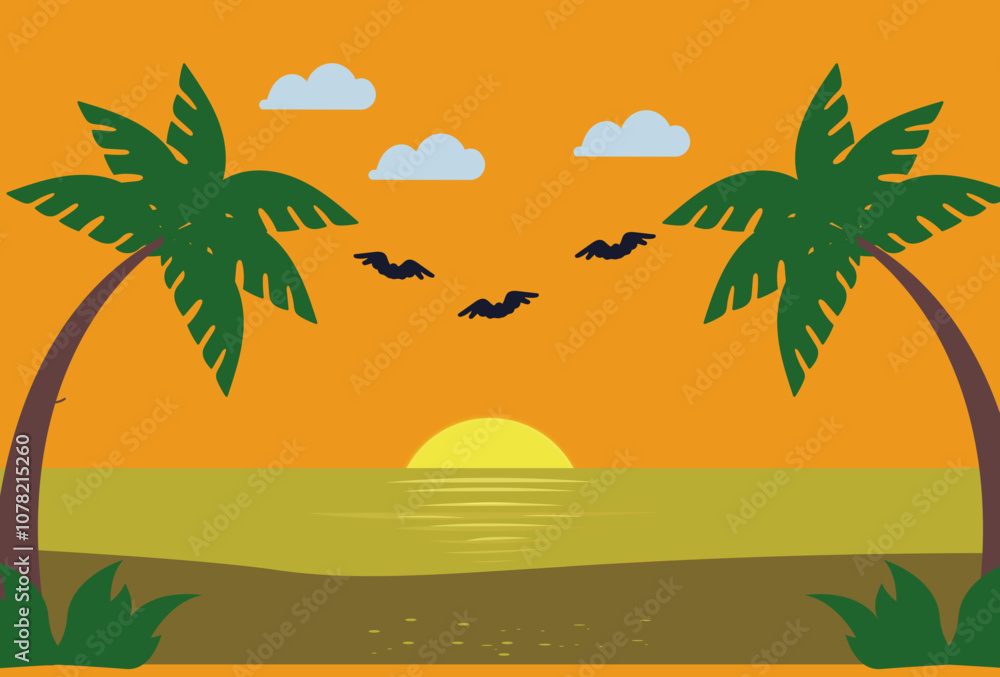 Obraz premium Sunset Concept Illustration Stylish and Beautiful