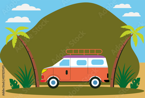 Camper Van Concept Illustration Stylish and Beautiful