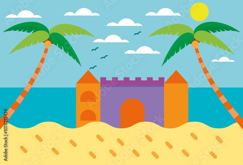 Sand Castle Concept Illustration Stylish and Beautiful