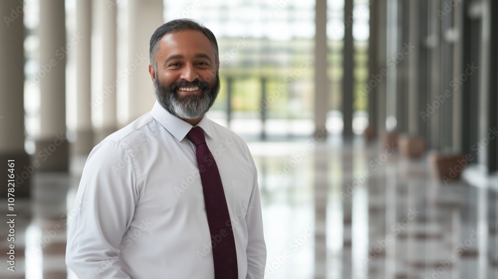 Confident south asian middle-aged male politician in professional attire for leadership and governance representation Confident south asian middle-aged male politician in professional attire for leadership and governance representation
