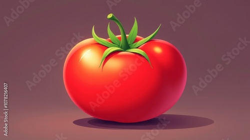 cartoon illustration of fresh red tomato