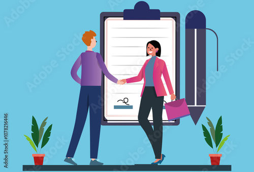 Agreement Concept Illustration Stylish and Beautiful