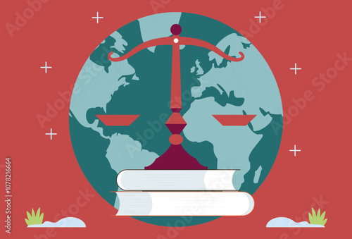 Global Law Concept Illustration Stylish and Beautiful