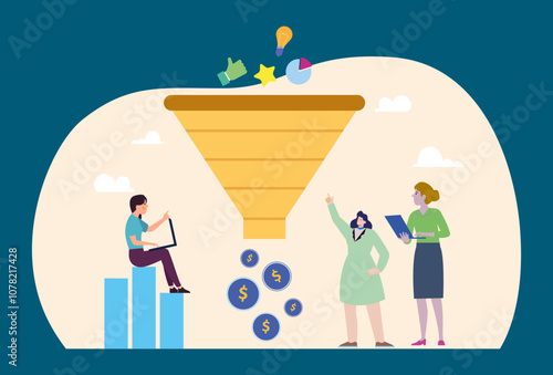 Sales Funnel Concept Illustration Stylish and Beautiful