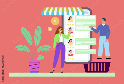 Online Business Concept Illustration Stylish and Beautiful