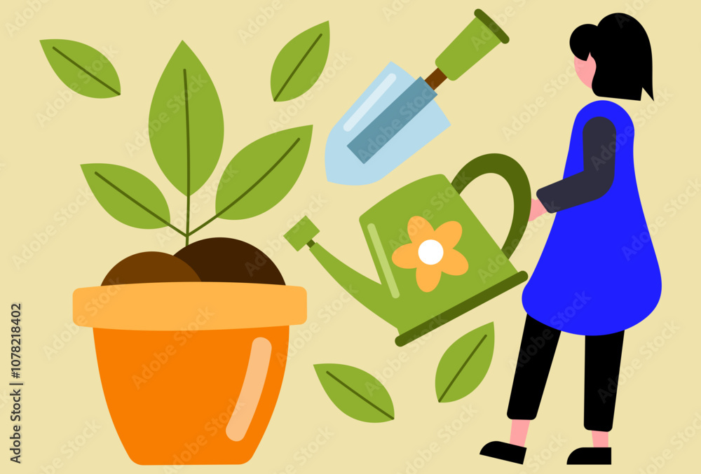 Planting Concept Illustration Stylish and Beautiful Planting Concept Illustration Stylish and Beautiful