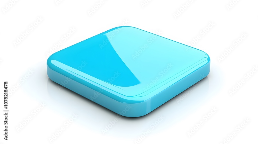 Blank Mobile application icon, button - blue square with round corners. 3d rendering, white background Blank Mobile application icon, button - blue square with round corners. 3d rendering, white background