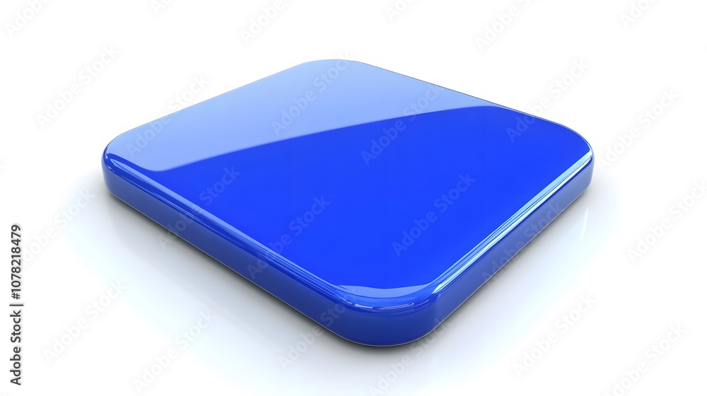 Blank Mobile application icon, button - blue square with round corners. 3d rendering, white background Blank Mobile application icon, button - blue square with round corners. 3d rendering, white background
