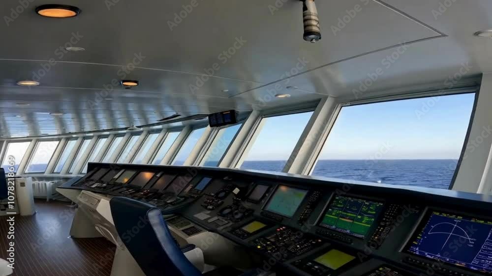 Empty Bridge of a Ship with Ocean View Empty Bridge of a Ship with Ocean View