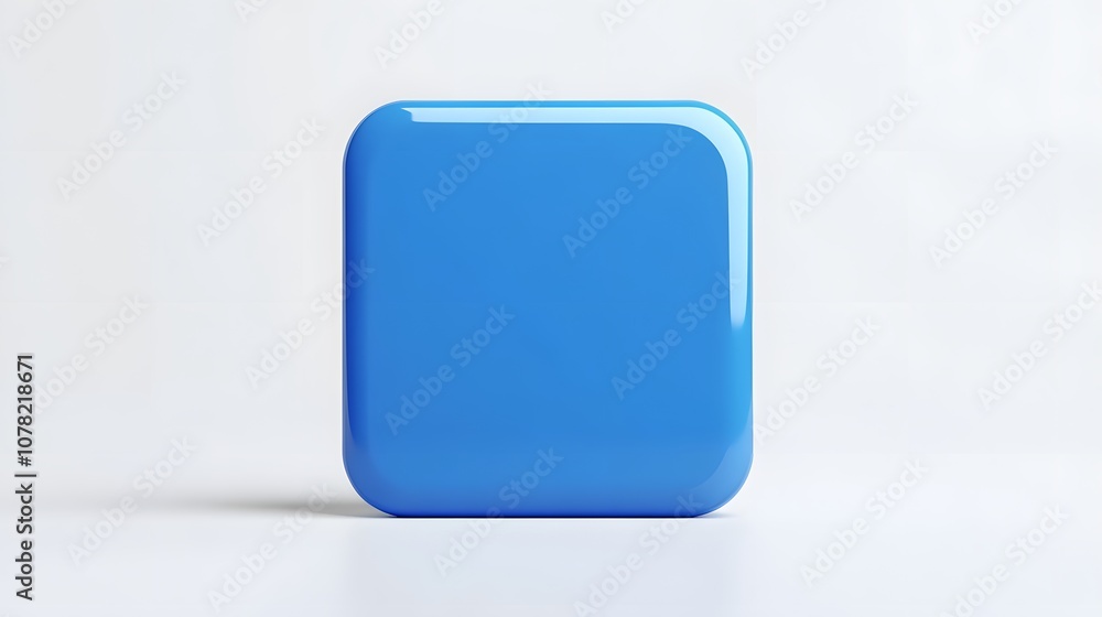 Blank Mobile application icon, button - blue square with round corners. 3d rendering, white background Blank Mobile application icon, button - blue square with round corners. 3d rendering, white background