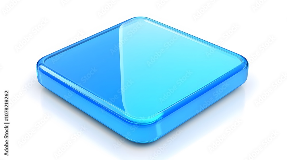 Blank Mobile application icon, button - blue square with round corners. 3d rendering, white background Blank Mobile application icon, button - blue square with round corners. 3d rendering, white background
