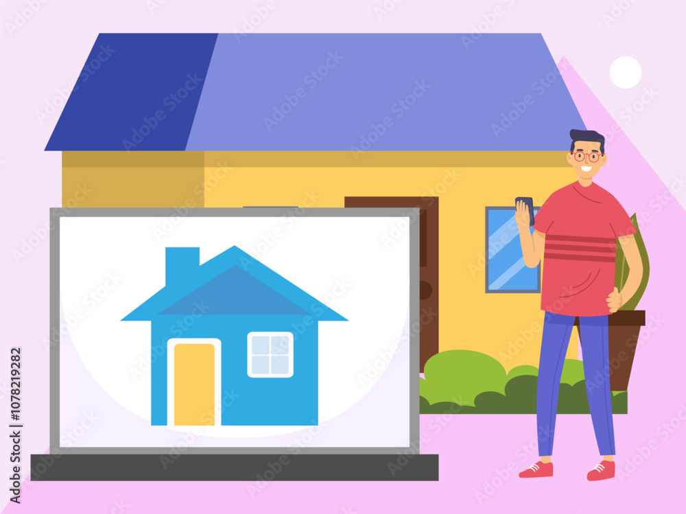 House MarketingConcept Illustration Stylish and Beautiful House MarketingConcept Illustration Stylish and Beautiful