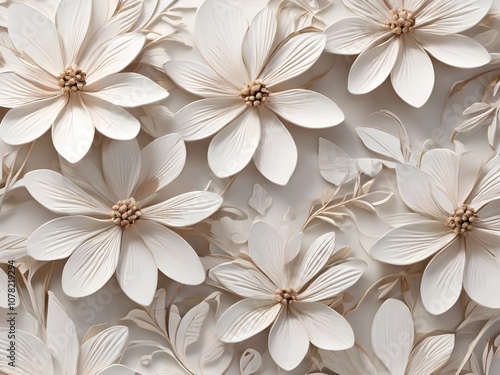 floral background white nature design,Ai generated 