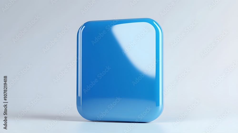 Blank Mobile application icon, button - blue square with round corners. 3d rendering, white background Blank Mobile application icon, button - blue square with round corners. 3d rendering, white background