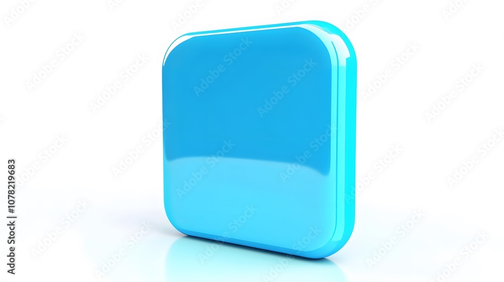 Blank Mobile application icon, button - blue square with round corners. 3d rendering, white background Blank Mobile application icon, button - blue square with round corners. 3d rendering, white background