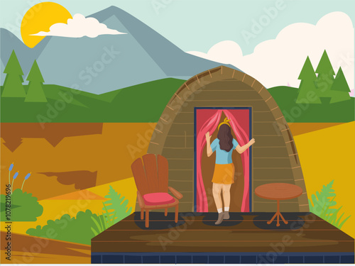 Yurt Concept Illustration Stylish and Beautiful