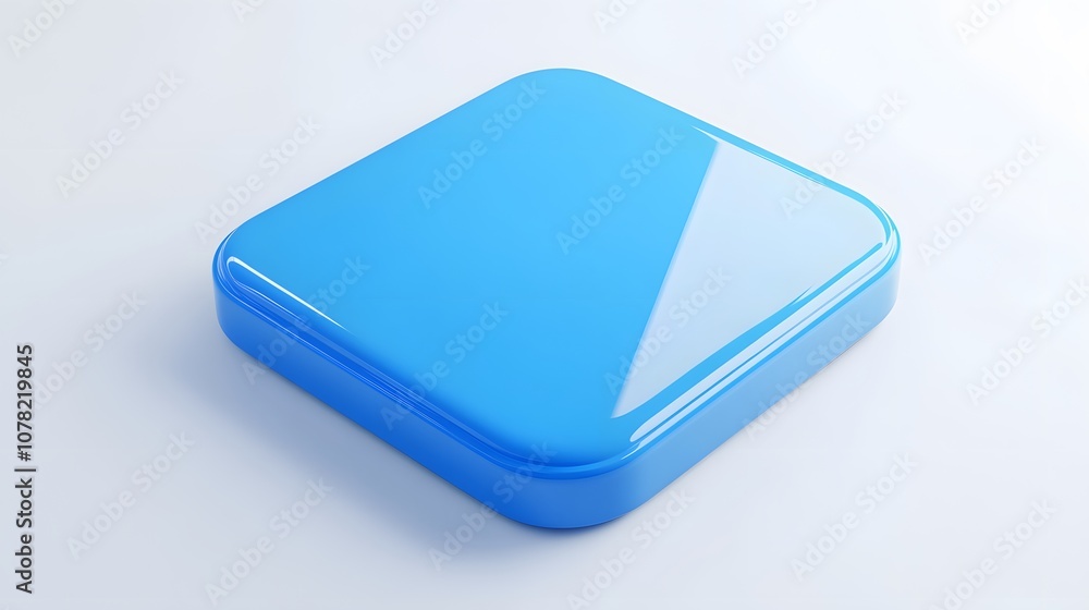 Blank Mobile application icon, button - blue square with round corners. 3d rendering, white background Blank Mobile application icon, button - blue square with round corners. 3d rendering, white background