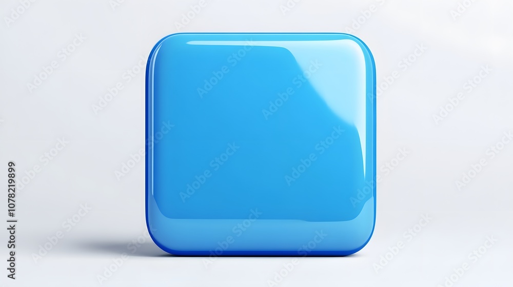 Blank Mobile application icon, button - blue square with round corners. 3d rendering, white background Blank Mobile application icon, button - blue square with round corners. 3d rendering, white background