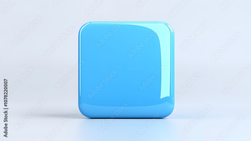 Blank Mobile application icon, button - blue square with round corners. 3d rendering, white background Blank Mobile application icon, button - blue square with round corners. 3d rendering, white background
