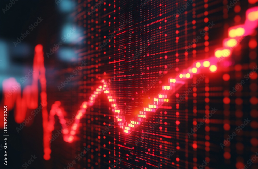Abstract Red Data Visualization with Rising Trend Line Abstract Red Data Visualization with Rising Trend Line
