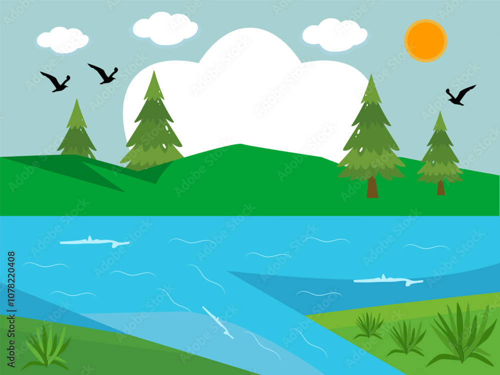 Lake Concept Illustration Stylish and Beautiful Lake Concept Illustration Stylish and Beautiful
