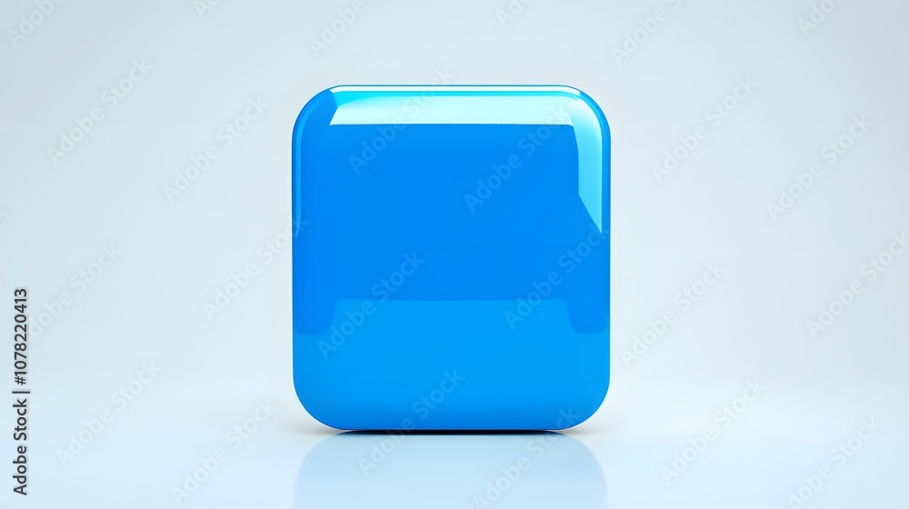 Blank Mobile application icon, button - blue square with round corners. 3d rendering, white background Blank Mobile application icon, button - blue square with round corners. 3d rendering, white background