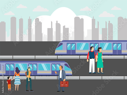 Tram Concept Illustration Stylish and Beautiful