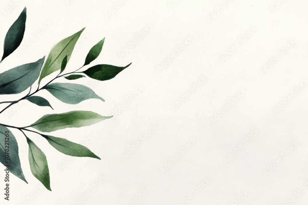 Watercolor Painting of a Tree Branch with Nature Aesthetic Concept Watercolor Painting of a Tree Branch with Nature Aesthetic Concept