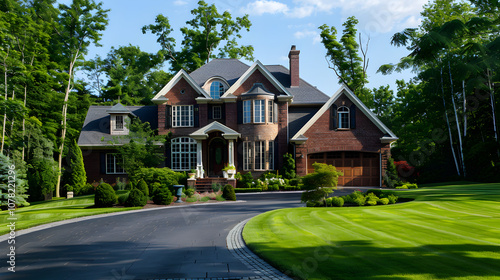 Upscale Two-Story Residential Property Surrounded By Greenery in New Jersey photo