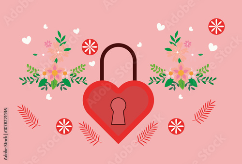 Wedding Padlock Concept Illustration Stylish and Beautiful