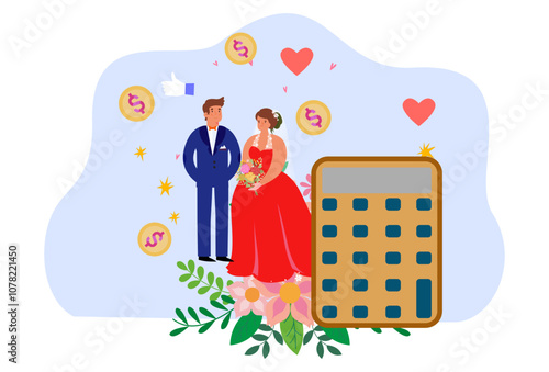 Wedding Cost Concept Illustration Stylish and Beautiful