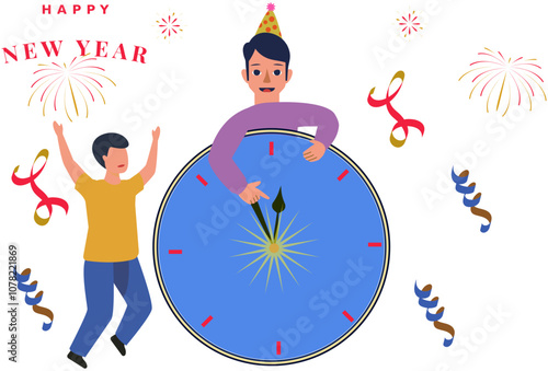 New Year Clock Concept Illustration Stylish and Beautiful