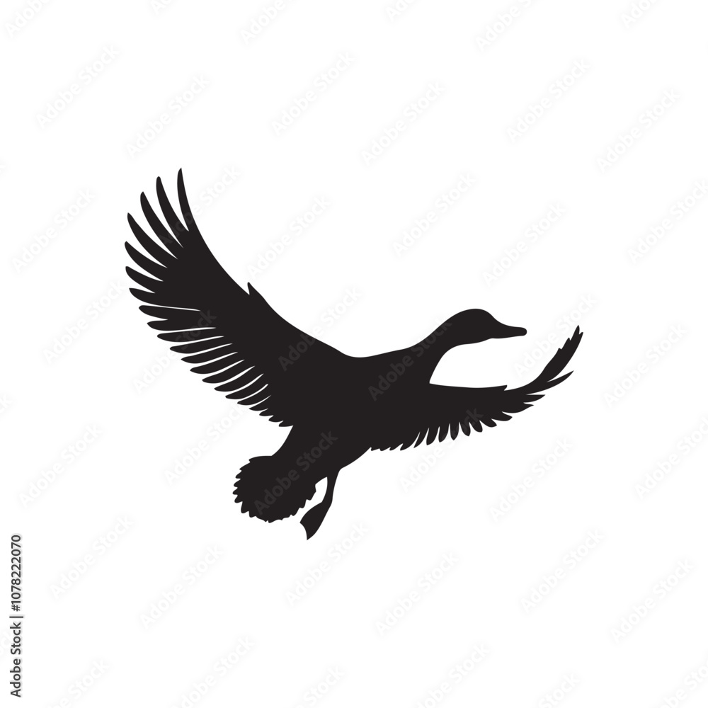 Obraz premium Duck icon. Duck black silhouette isolated on white background. Vector illustration, Domestic and wild ducks.