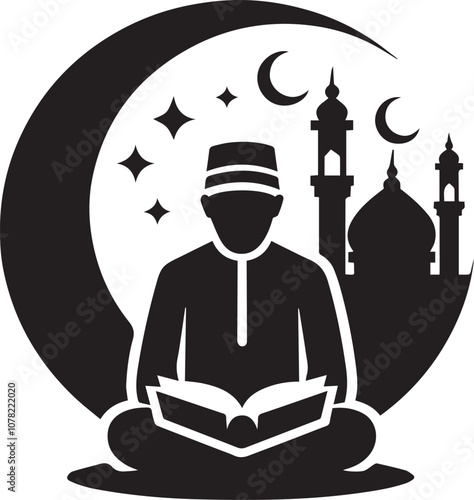 Ramzan Mubark silhouette - vector image of ramzan mubark - black and white ramzan mubairk -