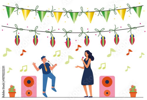 Karaoke Concept Illustration Stylish and Beautiful