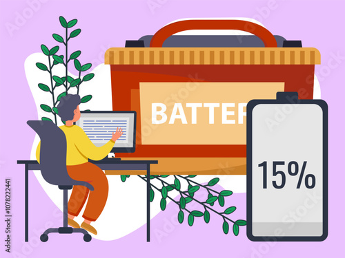 Battery Concept Illustration Stylish and Beautiful