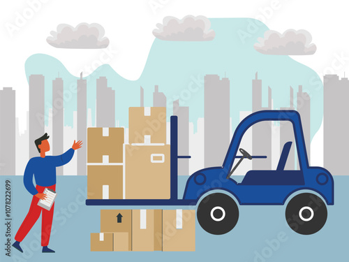 Forklift Concept Illustration Stylish and Beautiful