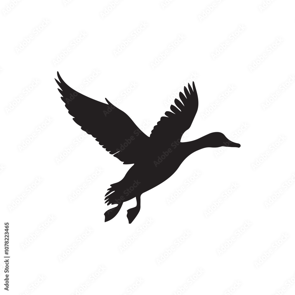 Fototapeta premium Duck icon. Duck black silhouette isolated on white background. Vector illustration, Domestic and wild ducks.