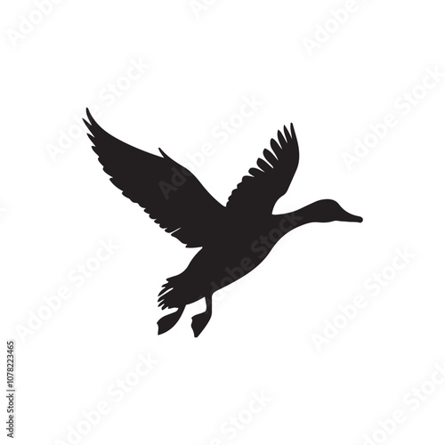 Duck icon. Duck black silhouette isolated on white background. Vector illustration, Domestic and wild ducks.