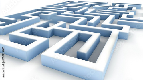 Wallpaper Mural A 3D rendering of a blue and white maze on a white background. Torontodigital.ca