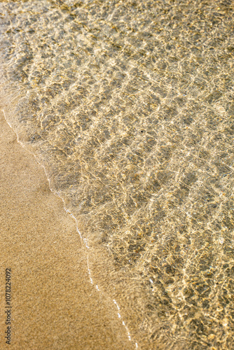 Canvas Print Gentle sea waves on the shore of the beach, summer vibes, relaxation, calmness