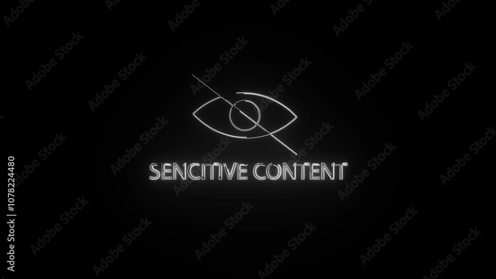 Sensitive Content, Censor Eye Icon Neon Sign on dark Background Sensitive Content, Censor Eye Icon Neon Sign on dark Background