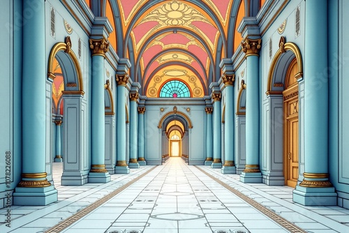 Panoramic Architecture Floor Plan Background