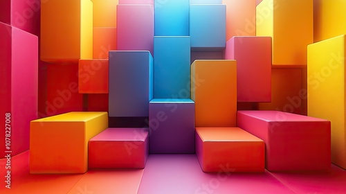 abstract cartoon style cube 3d rendering