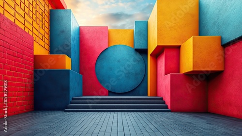 Fototapeta Naklejka Na Ścianę i Meble -  abstract geometry shapes background 3d rendering