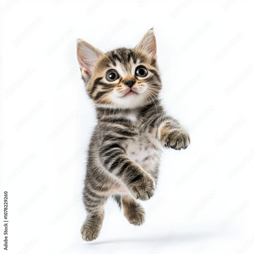 Obraz premium Cat kitten in motion pose transparent background