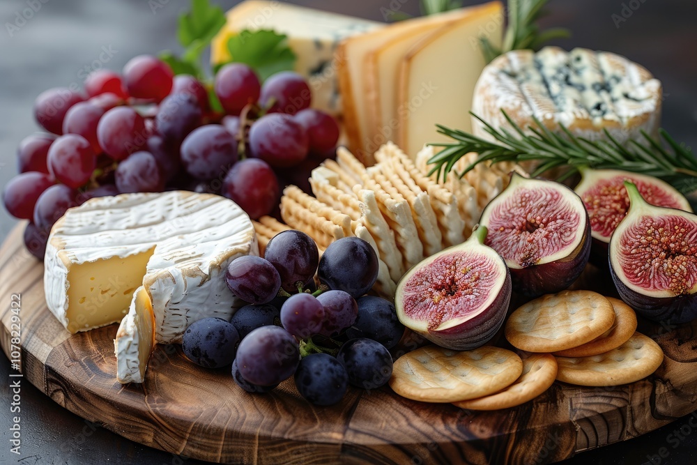 Cheese and Fruit Platter with Grapes, Figs, and Crackers Cheese and Fruit Platter with Grapes, Figs, and Crackers