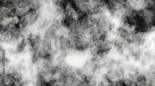 A close-up shot of white smoke billowing against a black background. The smoke is thick and textured, creating a sense of mystery and intrigue.