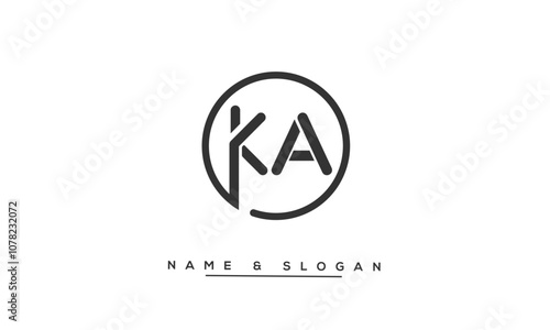 KA, AK, K, A Abstract Letters Logo Monogram